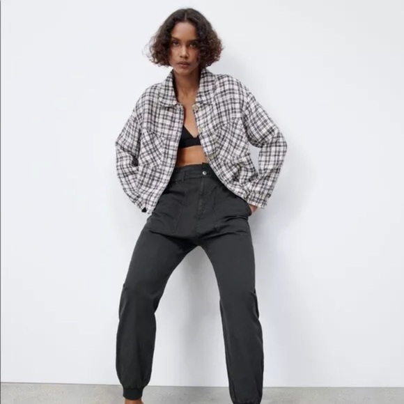 Zara Shacket Plaid Textured Overshirt size small - Picture 2 of 4